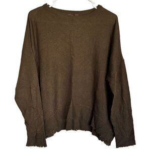 Kerisma Lawson Pullover Sweater Raw Ribbed Hem Women's M/L Brown Wool/Acrylic j2